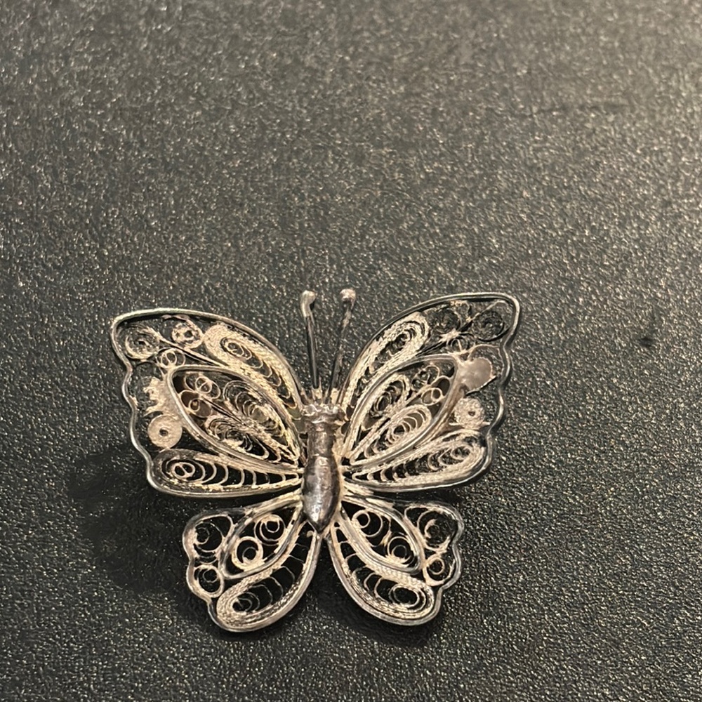 Antique sterling butterfly brooch